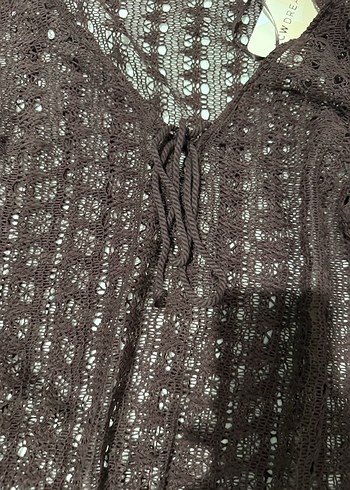 LCW DREAMKahverengi V Yaka Ajurlu Plaj Elbisesi - Görsel 14