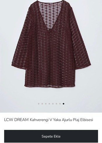 LCW DREAMKahverengi V Yaka Ajurlu Plaj Elbisesi - Görsel 8