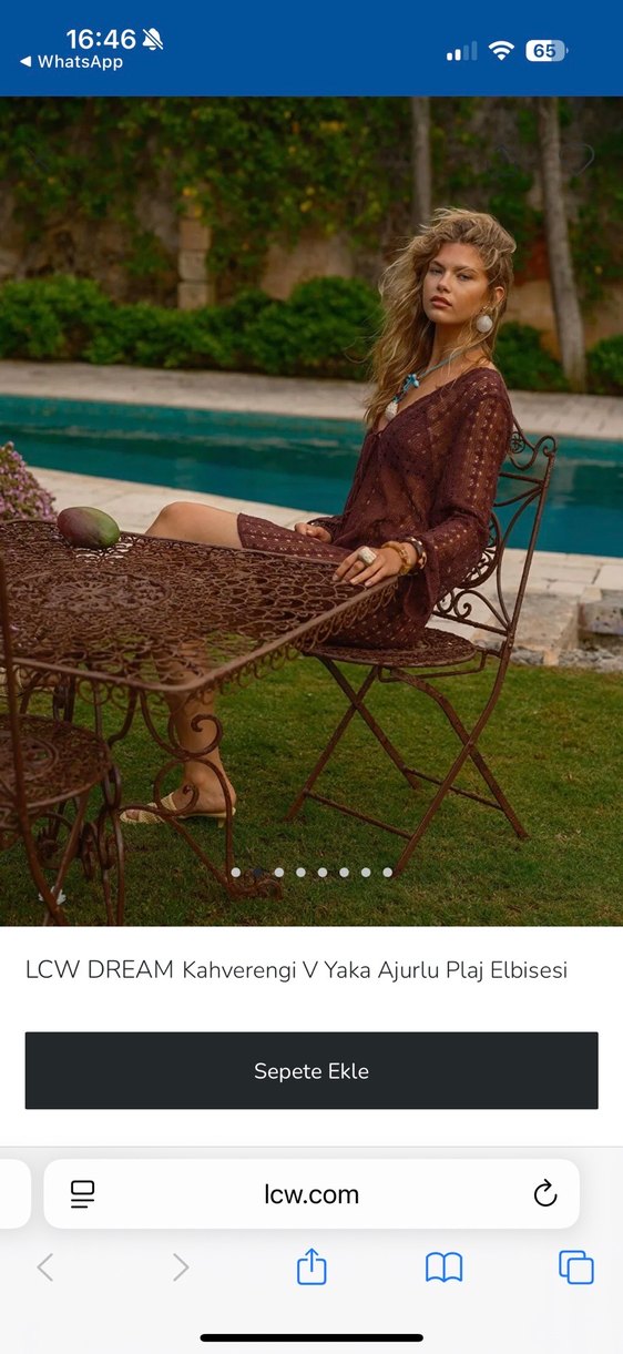 LCW DREAMKahverengi V Yaka Ajurlu Plaj Elbisesi - Görsel 2