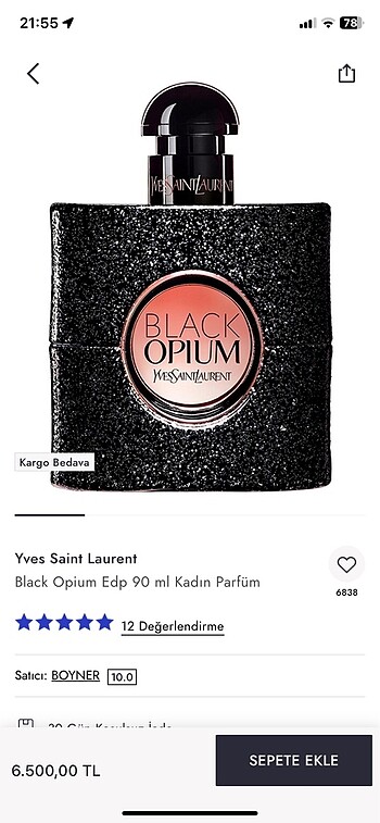 yves saint laurent black opium edp 90 ml kadın parfümü