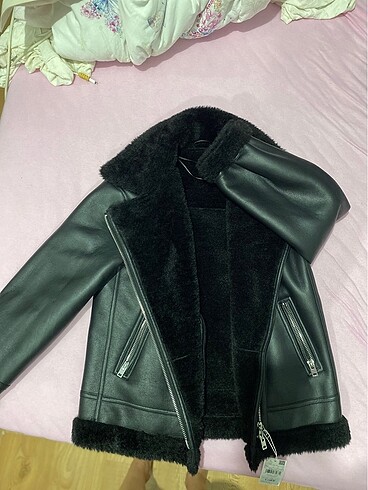mango suni kürk astarlı biker ceket