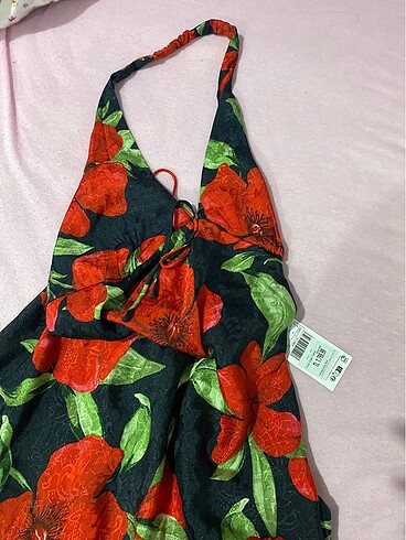 Mango mango çiçekli halter yaka elbise