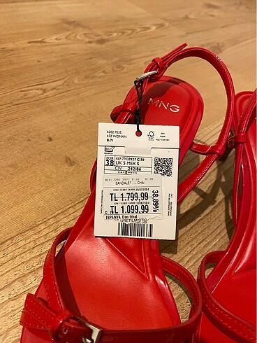 38 Beden mango topuklu bantlı ayakkabı