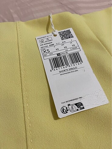 xs Beden sarı Renk mango şort