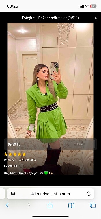 Sagaza Madrid TRENDYOLMİLLA X Sagaza Studio Yeşil Lastik Detaylı Poplin Elbise