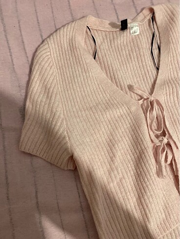 s Beden h&m bağcık detaylı ve lastik örgülü üst triko bluz