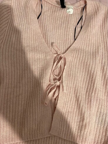 s Beden pembe Renk h&m bağcık detaylı ve lastik örgülü üst triko bluz