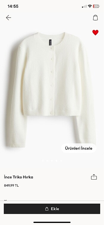 h&m ince triko hırka