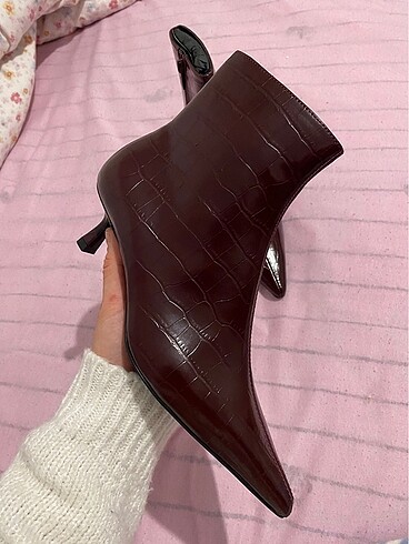 mango timsah deri detaylı bordo bot - Görsel 5