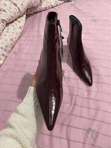 mango timsah deri detaylı bordo bot - Görsel 8