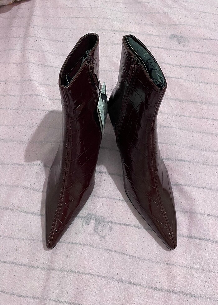 mango timsah deri detaylı bordo bot - Görsel 2