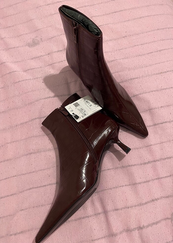 mango timsah deri detaylı bordo bot - Görsel 3