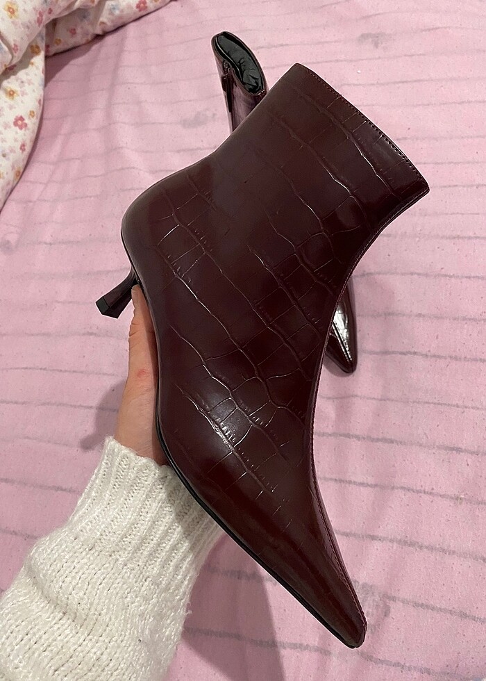 mango timsah deri detaylı bordo bot - Görsel 5