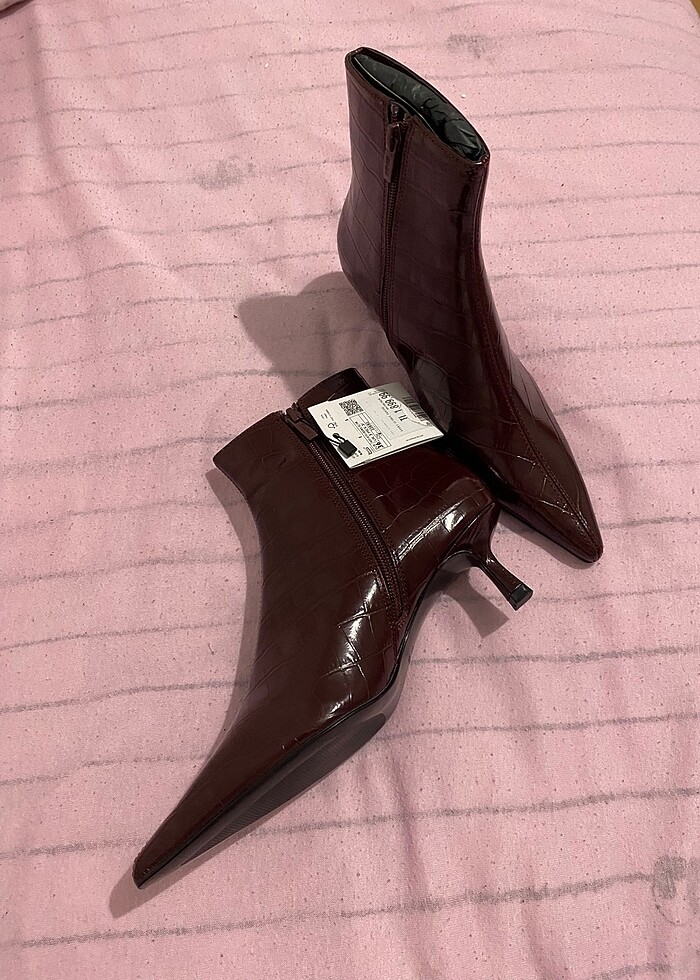 mango timsah deri detaylı bordo bot - Görsel 4