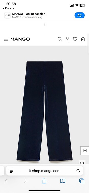 mango lacivert Kadife wideleg pantolon