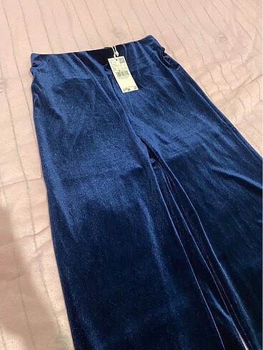 xs Beden mango lacivert Kadife wideleg pantolon