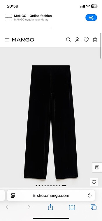 mango siyah Kadife wideleg pantolon