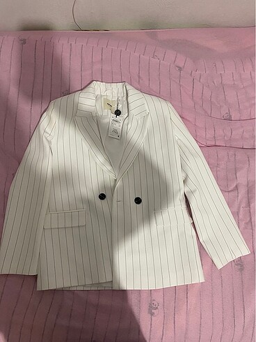 beyaz çizgili blazer