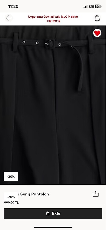 H&M h&m kemerli kumaş pantolon