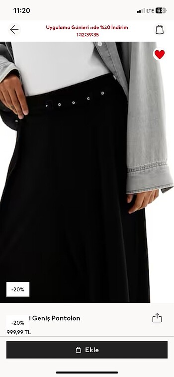 s Beden h&m kemerli kumaş pantolon