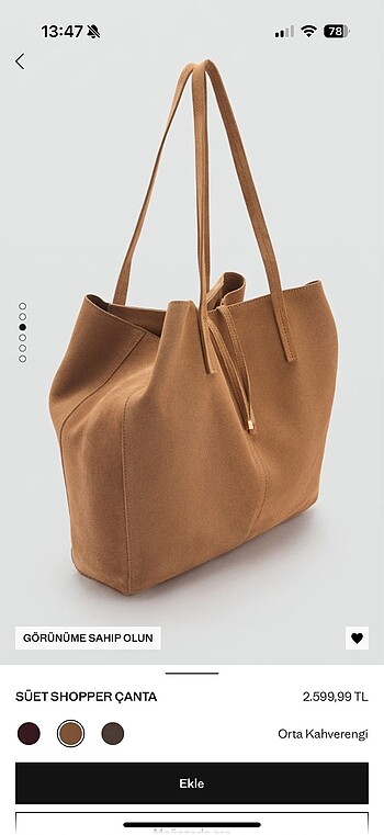 Mango mango süet shopper çanta