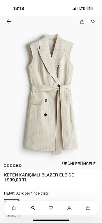H&M keten karışımlı blazer elbise