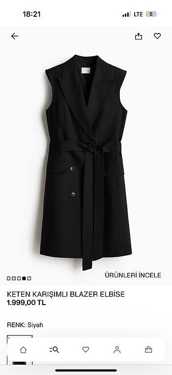 H&M keten karışımlı blazer elbise
