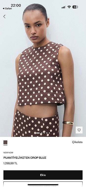 PUANTIYELI KETEN CROP BLUZ