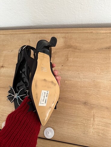 37 Beden siyah Renk fiyonk detaylı topuklu ayakkabı