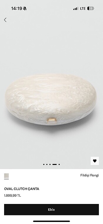 Beden beyaz Renk MANGO OVAL CLUTCH ÇANTA