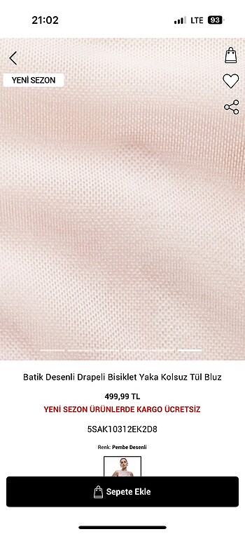m Beden pembe Renk Batik Desenli Drapeli Bisiklet Yaka Kolsuz Tül Bluz