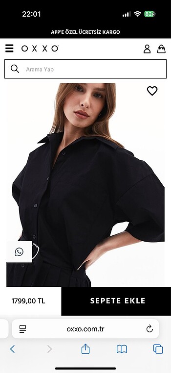 s Beden siyah Renk oxxo Siyah Oversize Sortlu Gömlek Elbise
