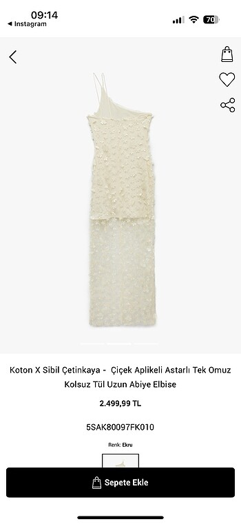 Koton Koton X Sibil Çetinkaya - Çiçek Aplikeli Astarli Tek Omuz Kolsuz