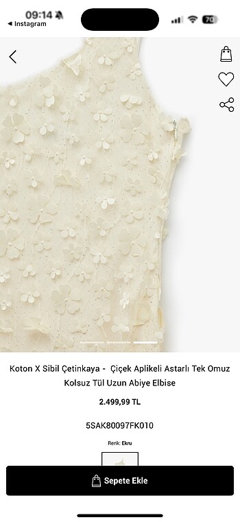 s Beden beyaz Renk Koton X Sibil Çetinkaya - Çiçek Aplikeli Astarli Tek Omuz Kolsuz