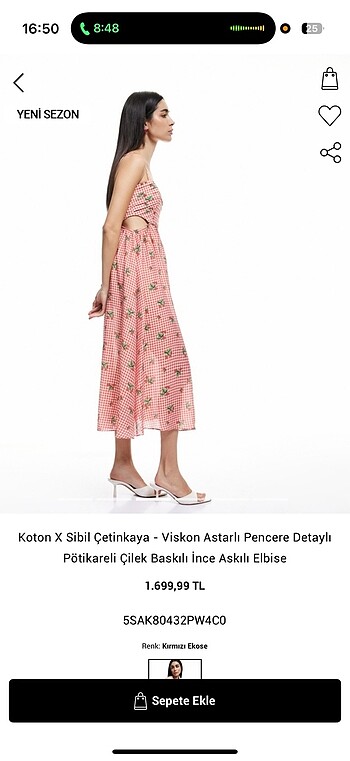 36 Beden Koton X Sibil Çetinkaya - Viskon Astarli Pencere Detayli Pötikar
