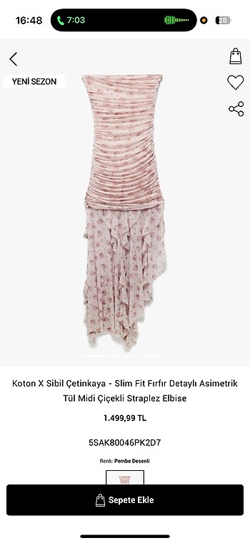 Koton Koton X Sibil Çetinkaya - Slim Fit Firfir Detayli Asimetrik Tül