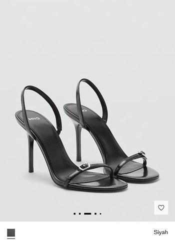 Siyah Tokalı İnce Topuklu Kadın Stiletto Sandelet
