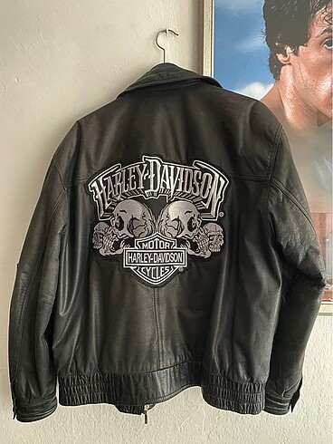 Deri ceket siyah motorcu stil patchli - Görsel 2