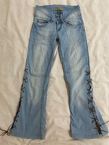 xs Beden Lace up vintage y2k kovboy jean pantolon