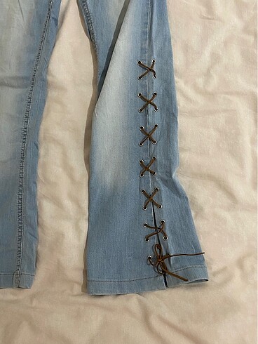 xs Beden mavi Renk Lace up vintage y2k kovboy jean pantolon