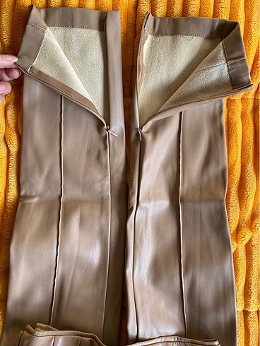 xs Beden camel Renk ZARA DERİ PANTOLON