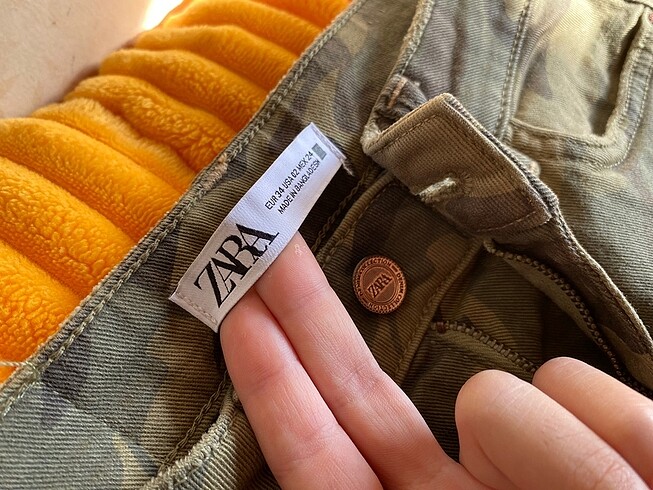 xs Beden haki Renk ZARA KAMUFLAJ DESENLİ JEANS
