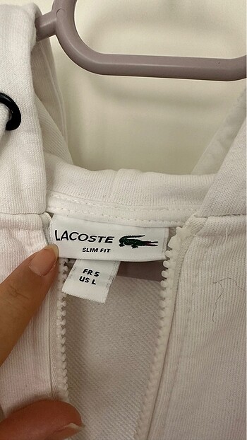 s Beden Lacoste beyaz kapşonlu hırka