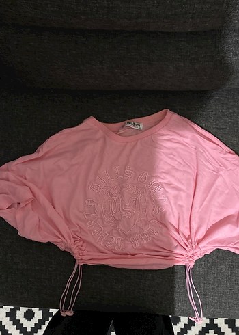 Kızlar için Pembe Renkli Kısa Kollu Tişört - Görsel 2