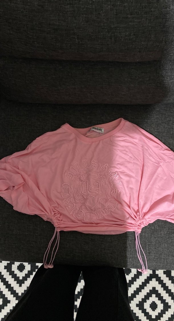 Kızlar için Pembe Renkli Kısa Kollu Tişört - Görsel 2