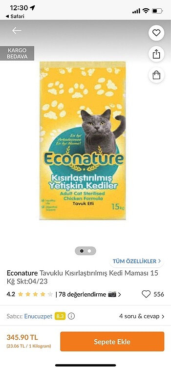 econature sterilised kedi maması