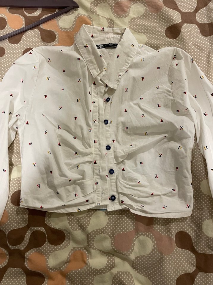 Düğmeli Beyaz Pamuklu Uzun Kollu Kadın Gömlek - Görsel 2