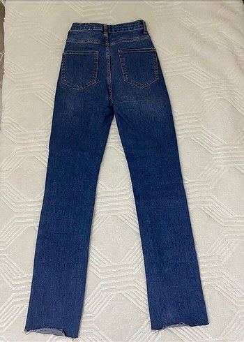 Kadın Mavi Midi Boy Yırtmaçlı Kot Pantolon - Görsel 2