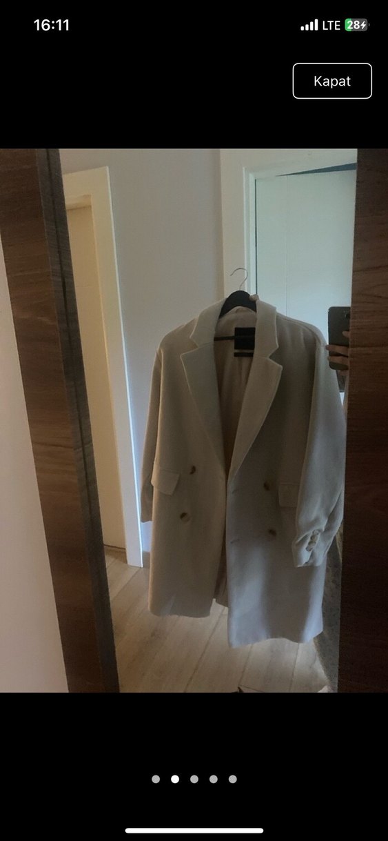 Düğmeli Beyaz Kadın Blazer kaban - Görsel 2