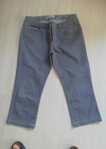 Gri Kadın Denim Midi Pantolon